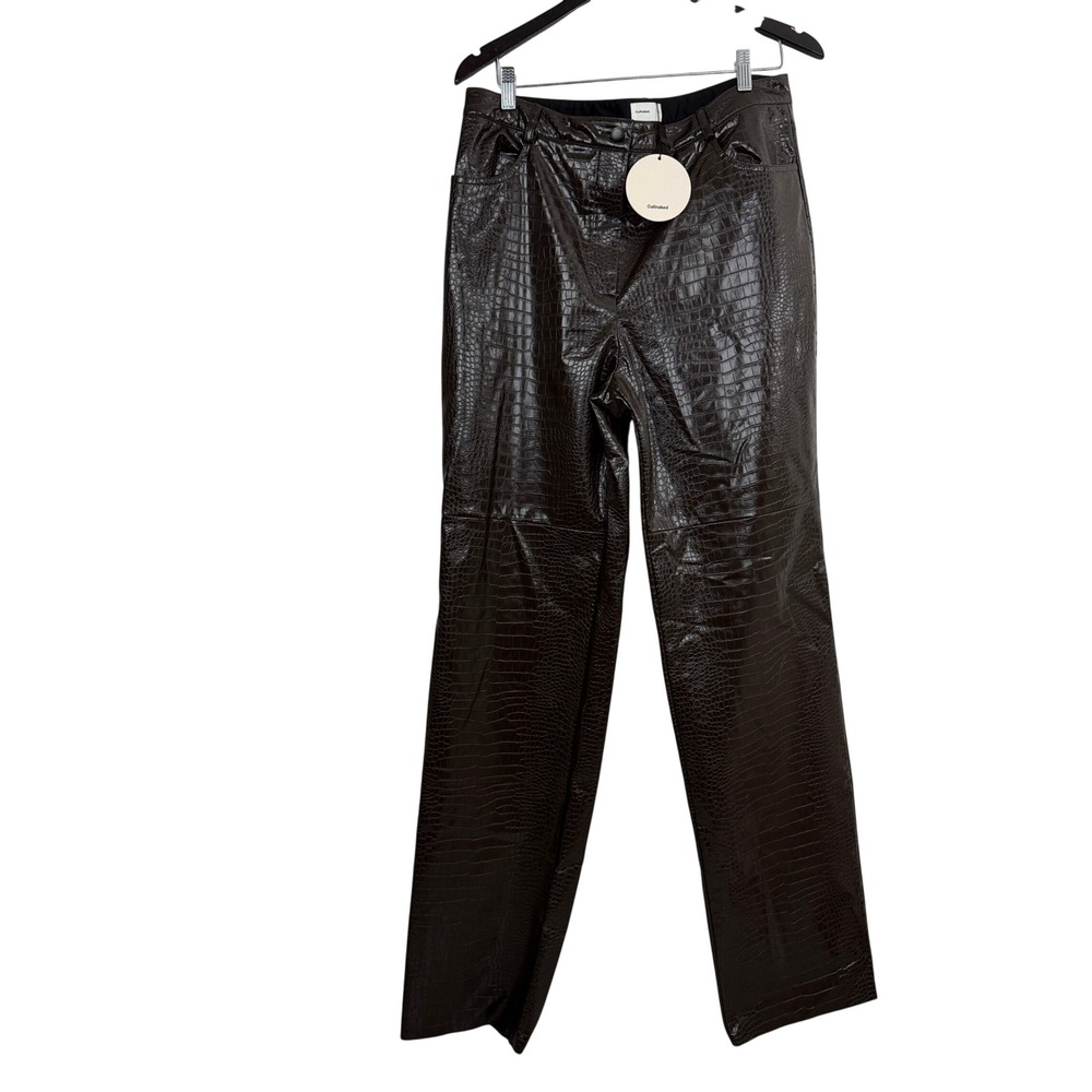 Cultnaked Killa Pants Womens 2XL Brown Croc Embossed High Waisted Straight Leg